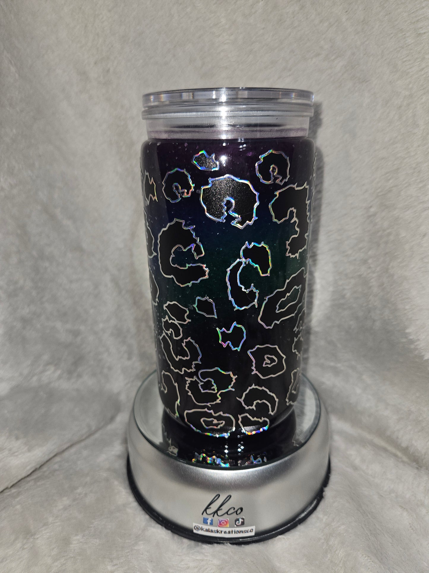 16oz leopard print snow globe slushie tumbler
