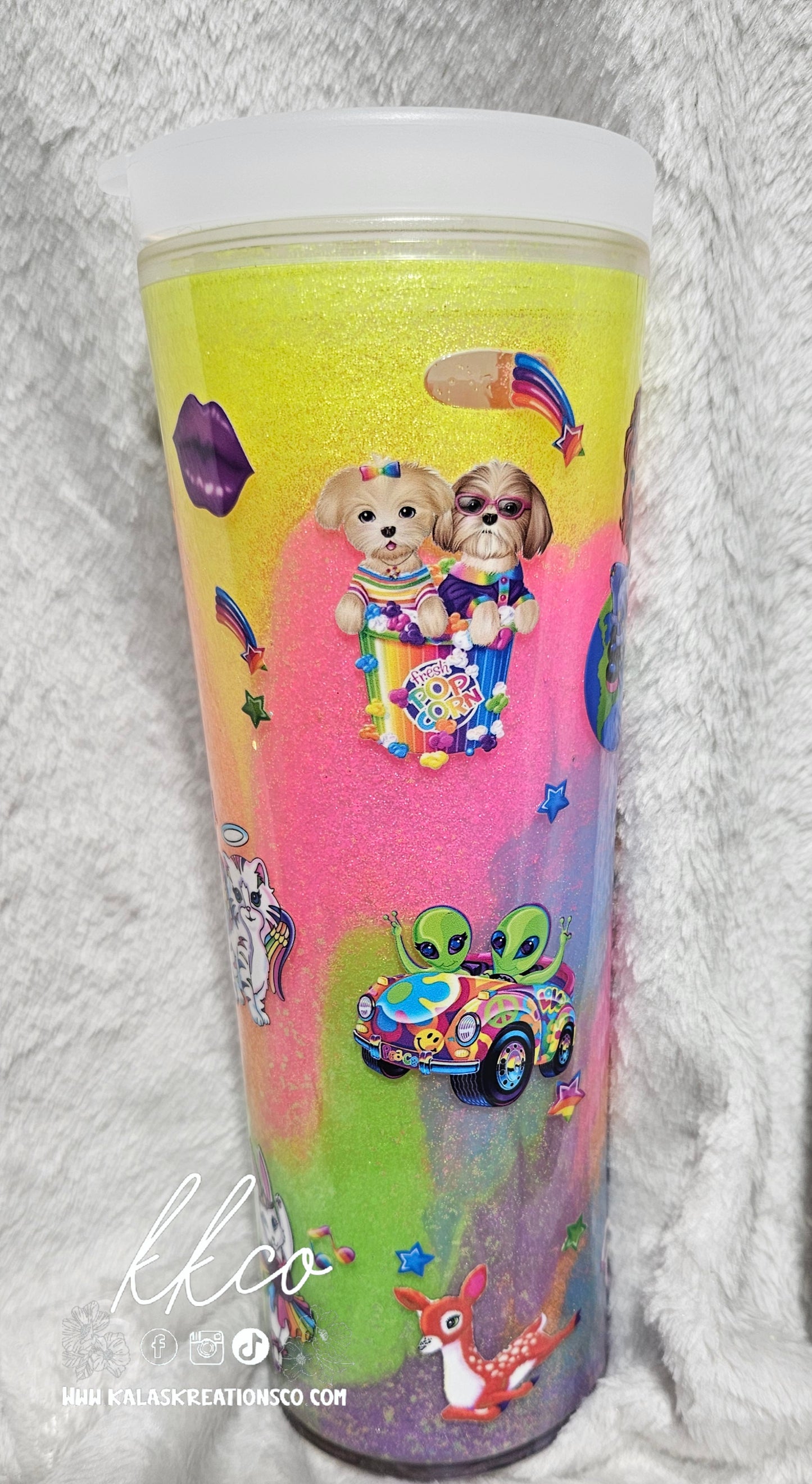 20oz LF colorful milkshake snow globe flip top tumbler (plastic)