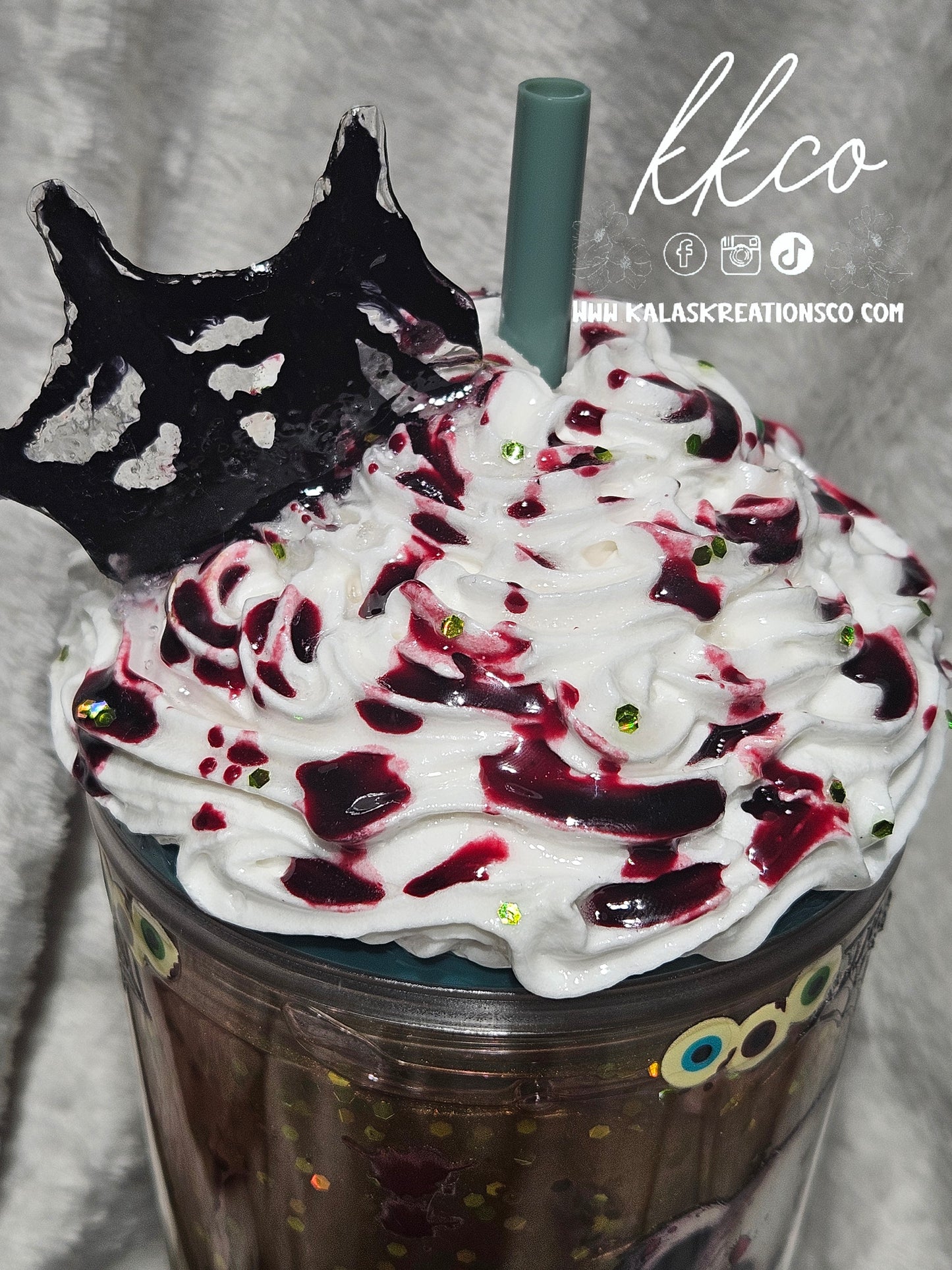24oz Zombie bear snow globe glitter lava tumbler with whipped 3D lid