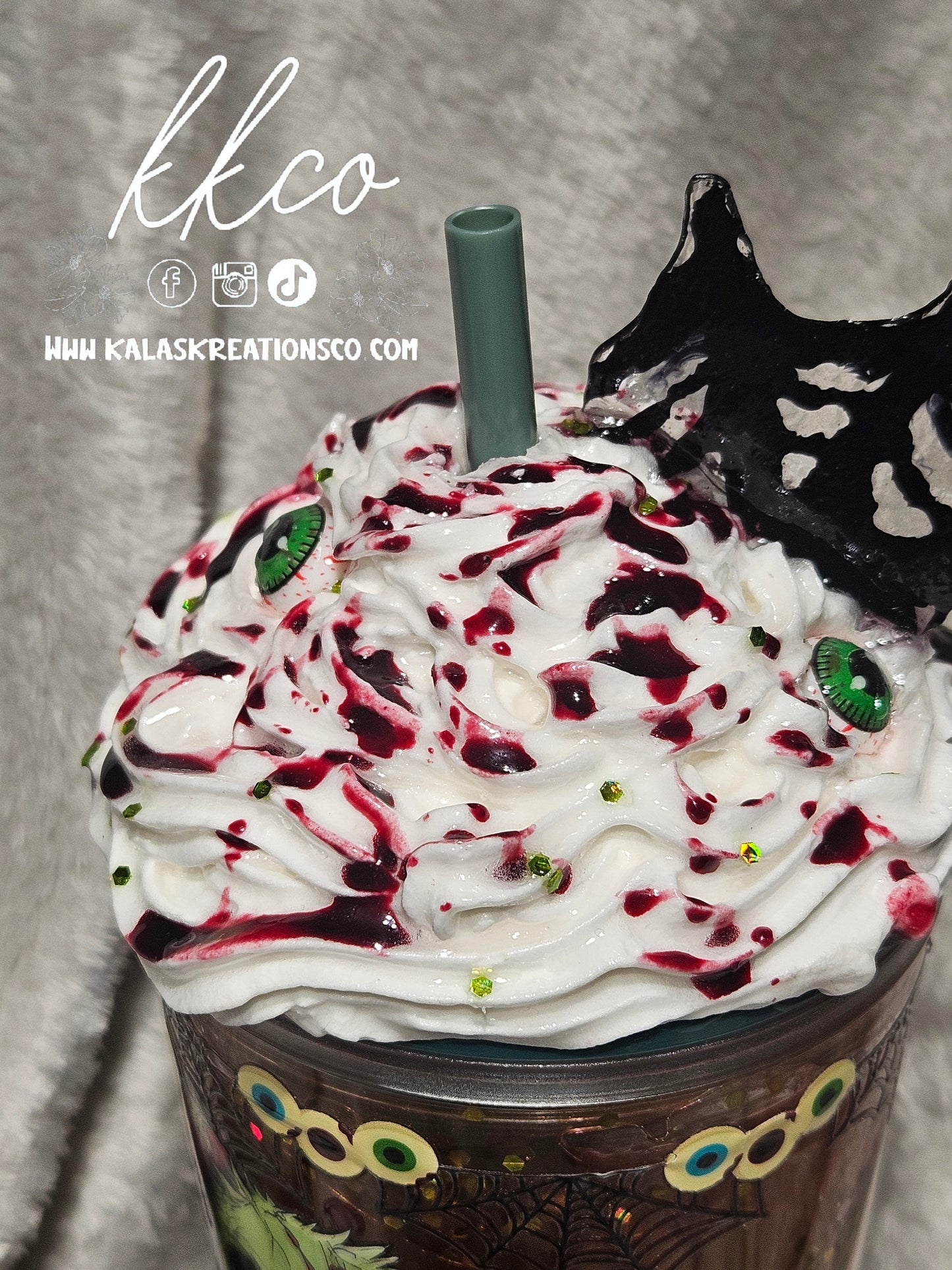 24oz Zombie bear snow globe glitter lava tumbler with whipped 3D lid