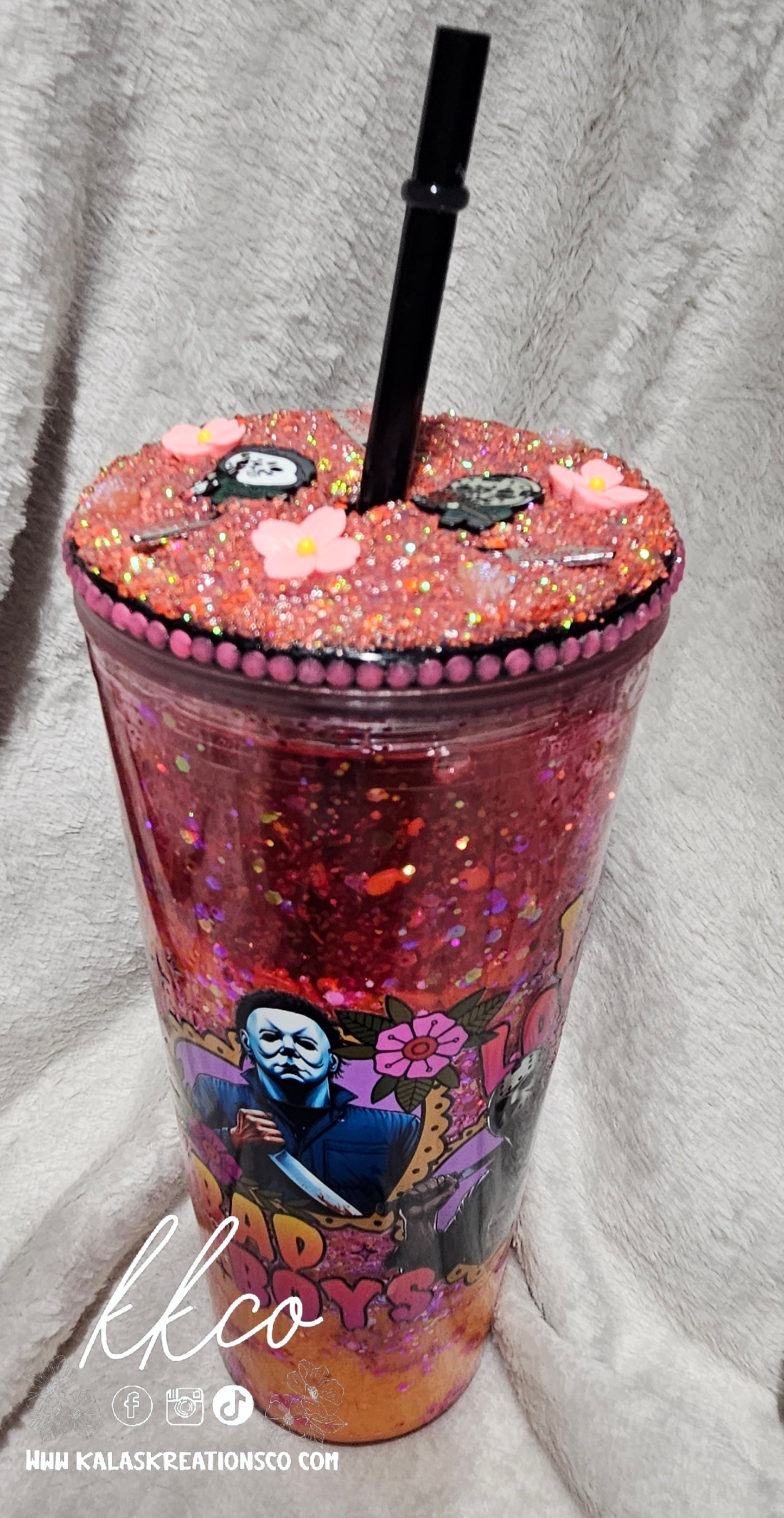 24oz Bad boys horror snow globe Lava tumbler