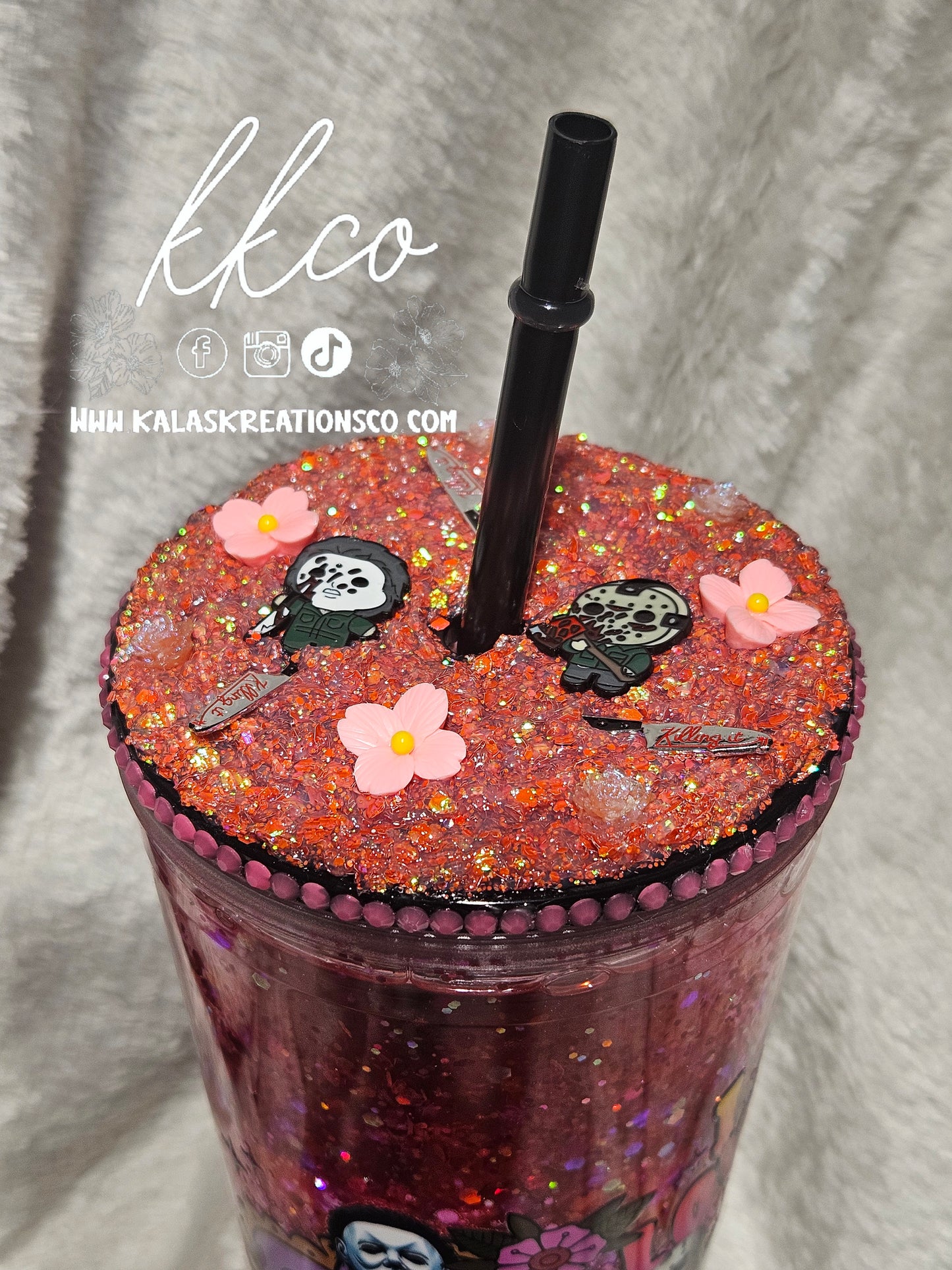 24oz Bad boys horror snow globe Lava tumbler