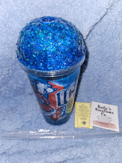 20 oz Snow globe Blue Icee epoxy tumbler