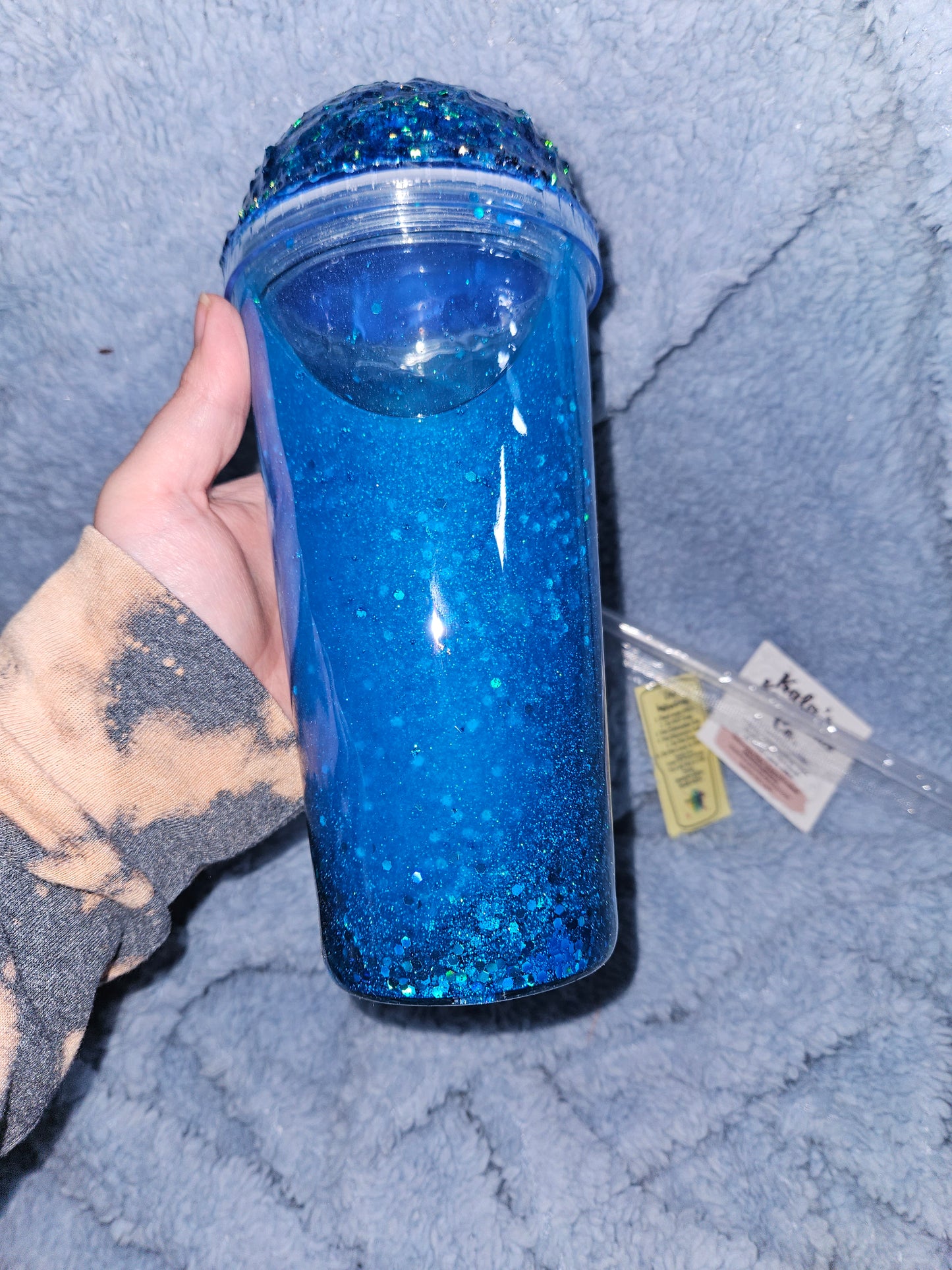 20 oz Snow globe Blue Icee epoxy tumbler