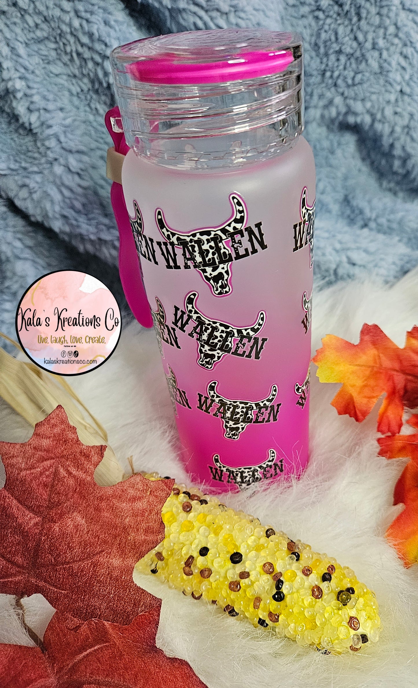 17 oz WALLEN pink gradient glass bottle