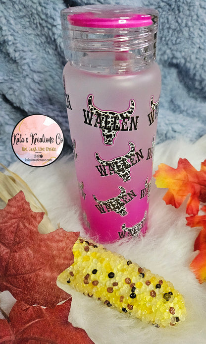 17 oz WALLEN pink gradient glass bottle