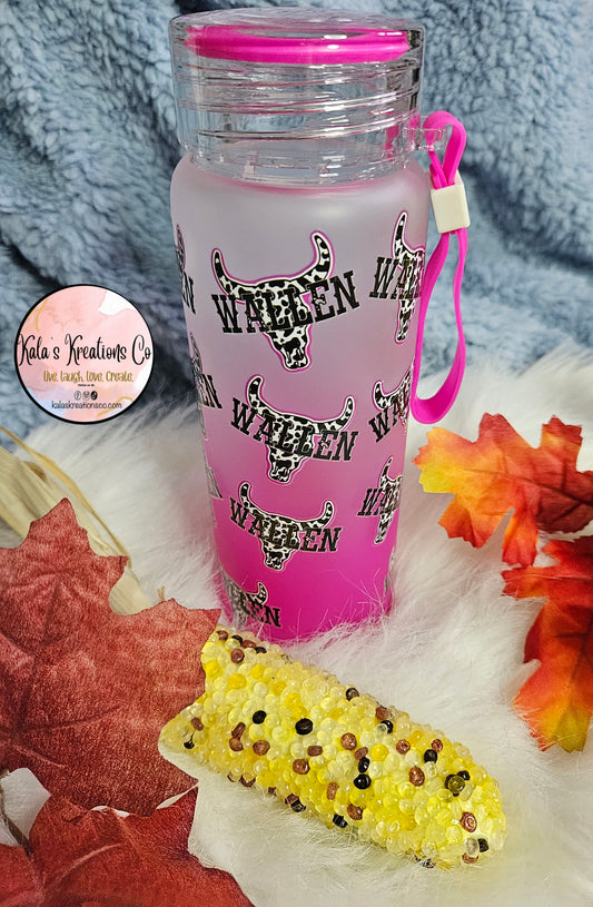 17 oz WALLEN pink gradient glass bottle