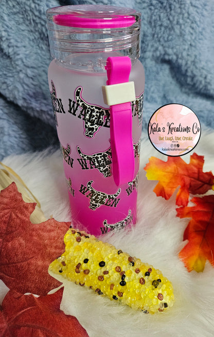 17 oz WALLEN pink gradient glass bottle