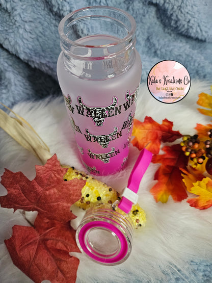 17 oz WALLEN pink gradient glass bottle