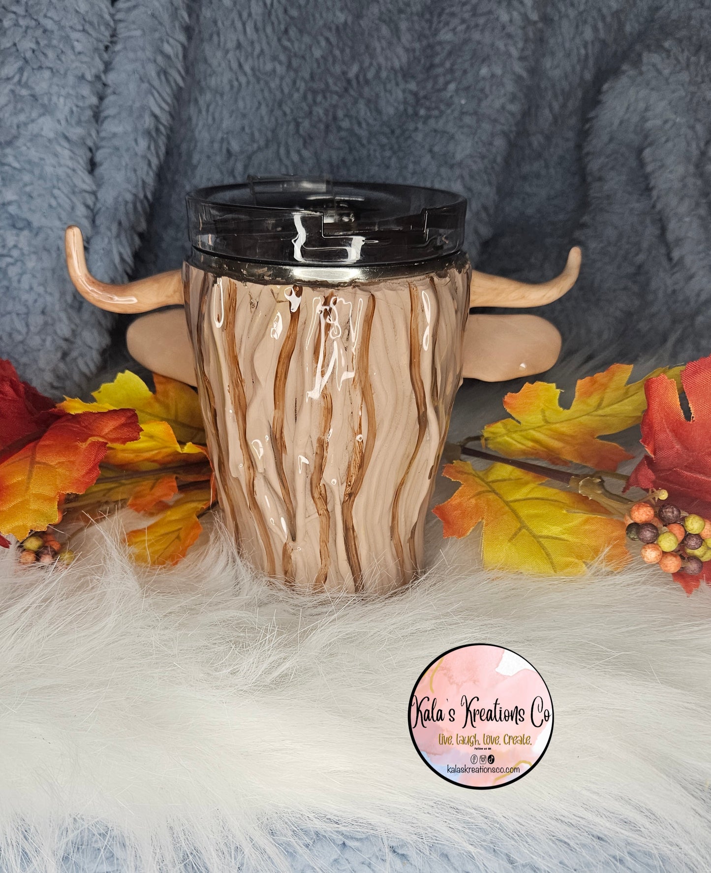 12 oz 3D highland cow  epoxy tumbler