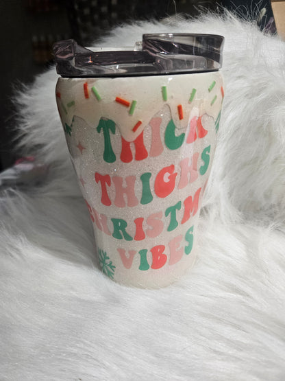 12 oz christmas gnome "thick thighs" quote tumbler