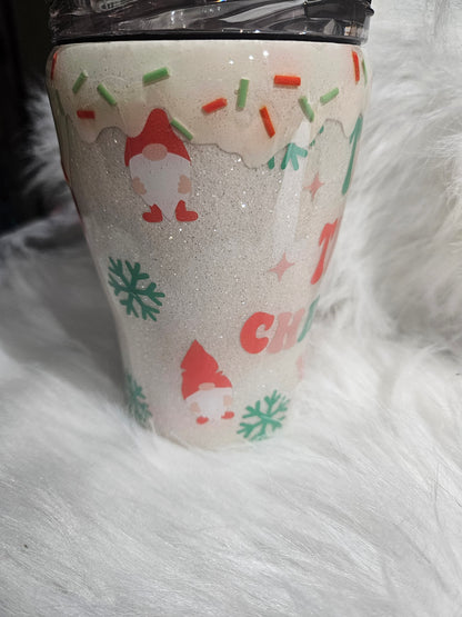 12 oz christmas gnome "thick thighs" quote tumbler