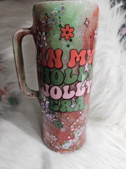 20 oz "in my jolly era" xmas tumbler with handle