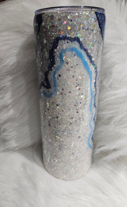 20 oz geode glittered epoxy tumbler