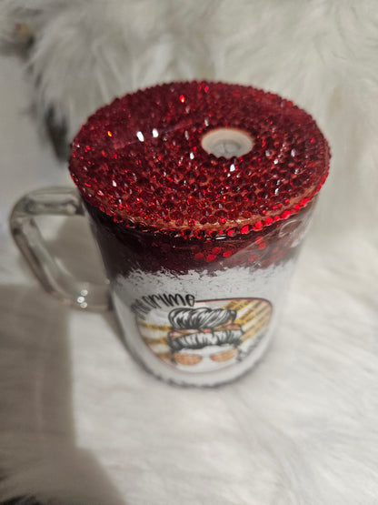 15 oz glitter globe true crime junkie coffee cup epoxy tumbler