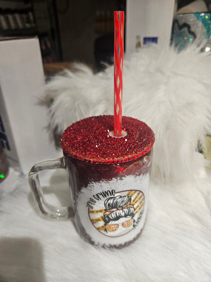 15 oz glitter globe true crime junkie coffee cup epoxy tumbler