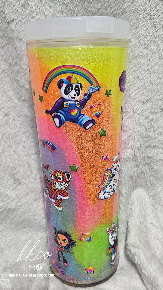 20oz LF colorful milkshake snow globe flip top tumbler (plastic)