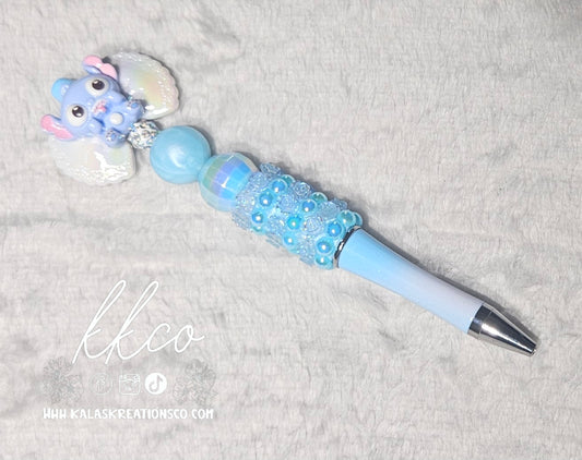 Baby blue alien bow Hand-beaded Pen