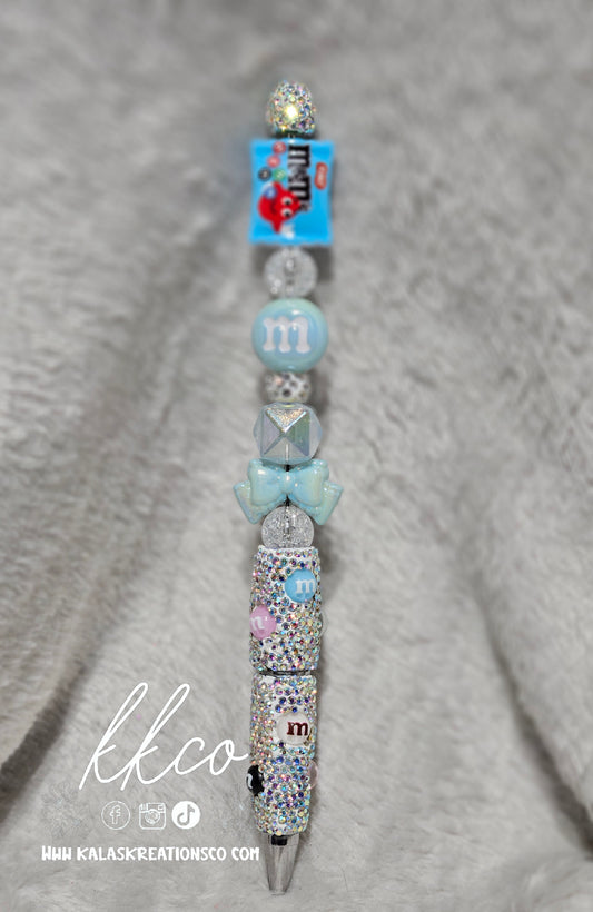 Blue MM rhinestone Hand-beaded Pen