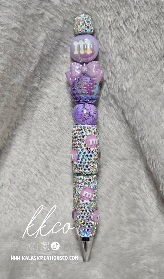 Purple MM rhinestone Hand-beaded Pen