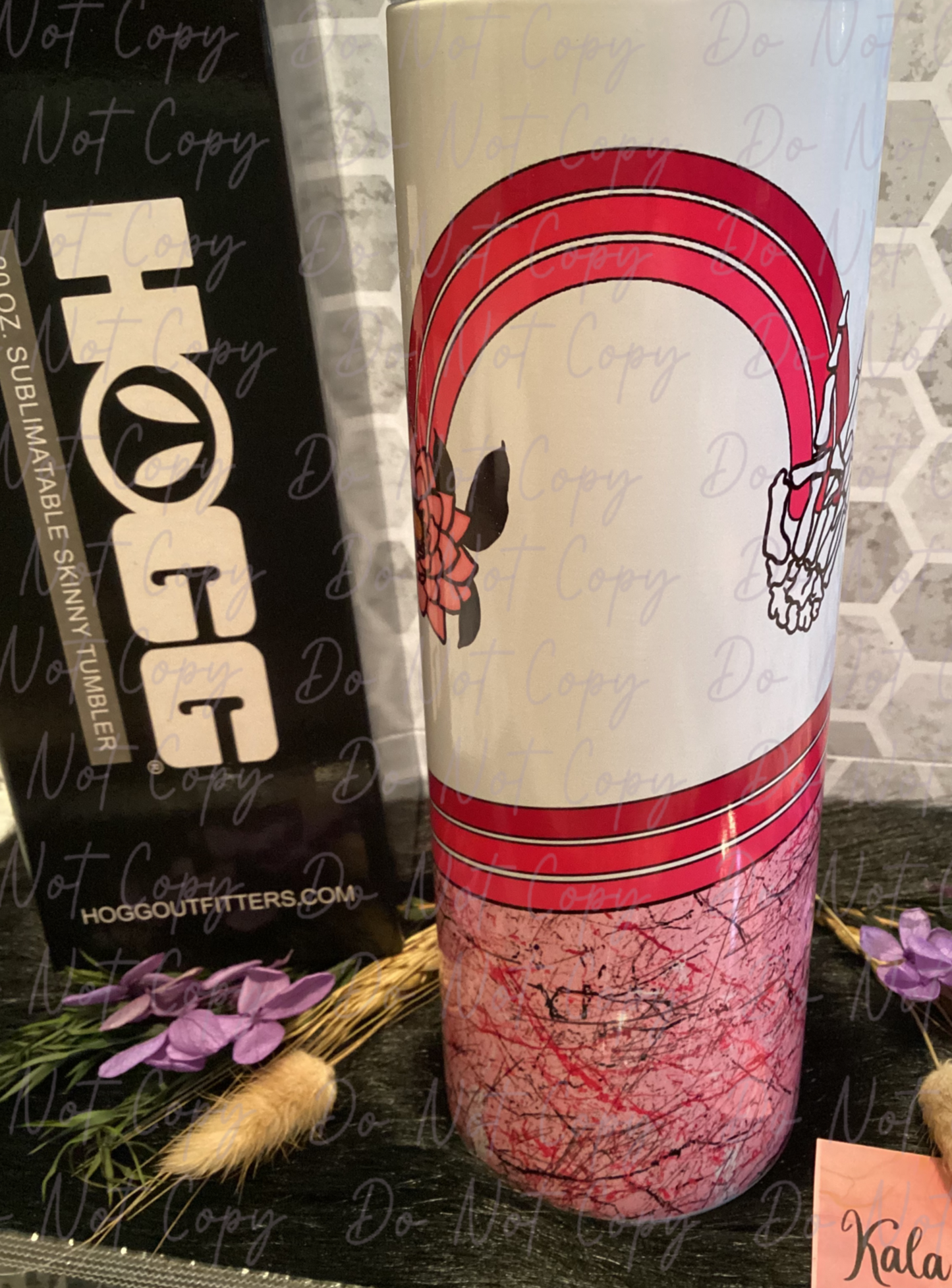 20 oz pink skellie peace fingers sublimation tumbler