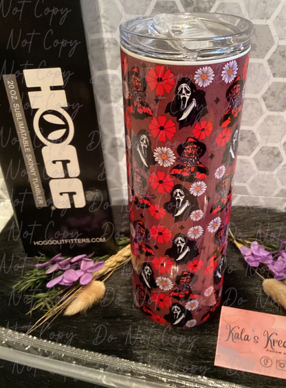 20 oz horror guys with floral sublimation tumbler