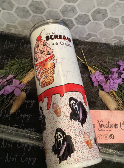 20 oz Horror ice cream sublimation tumbler