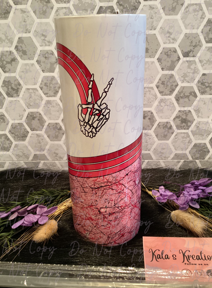 20 oz pink skellie peace fingers sublimation tumbler