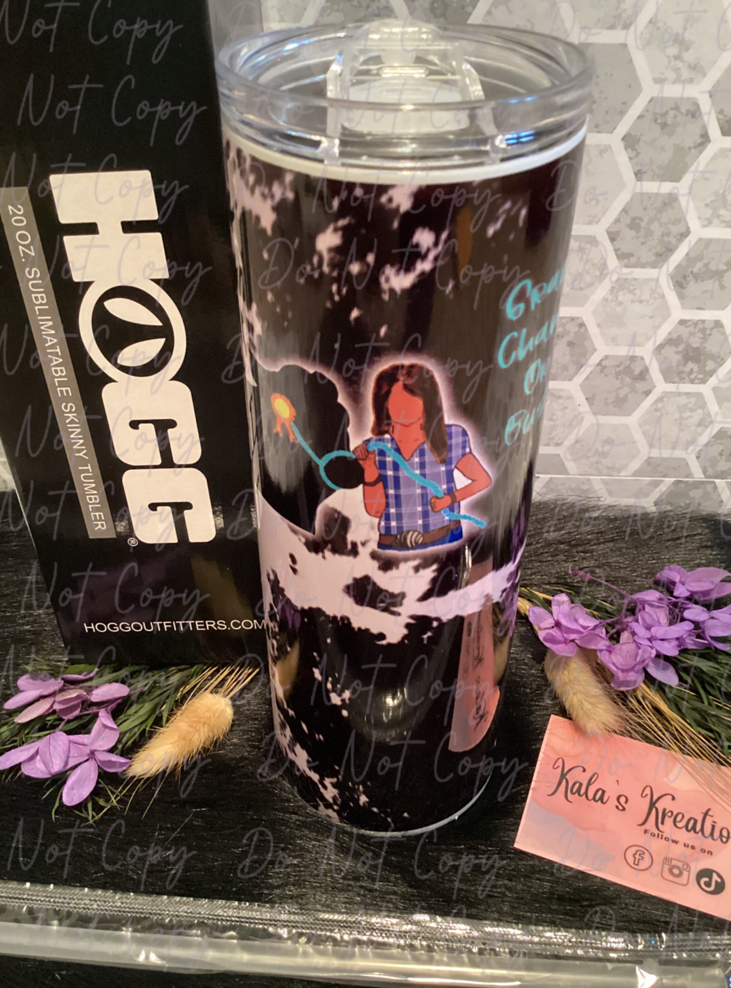 20 oz grand champ or bust show cow girl sublimation tumbler