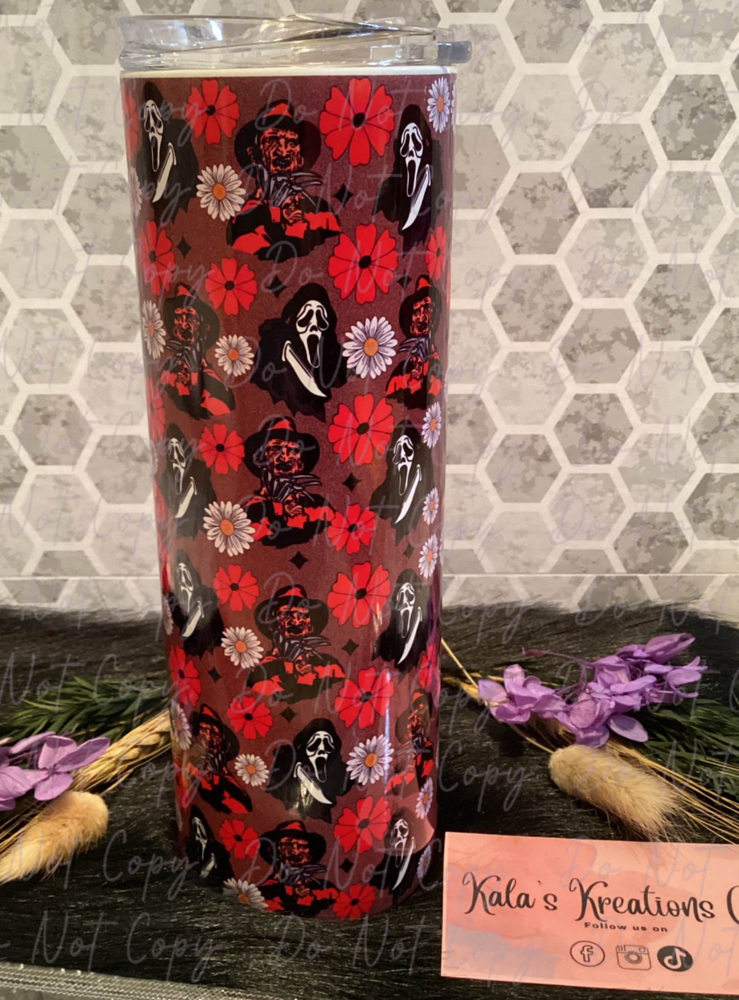 20 oz horror guys with floral sublimation tumbler