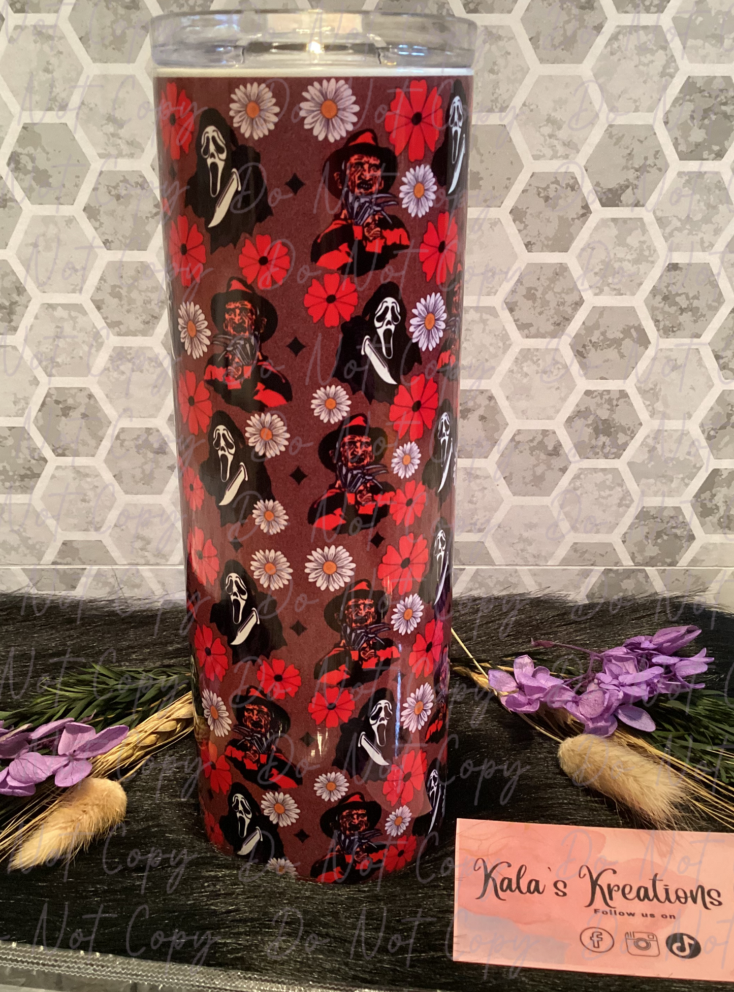 20 oz horror guys with floral sublimation tumbler