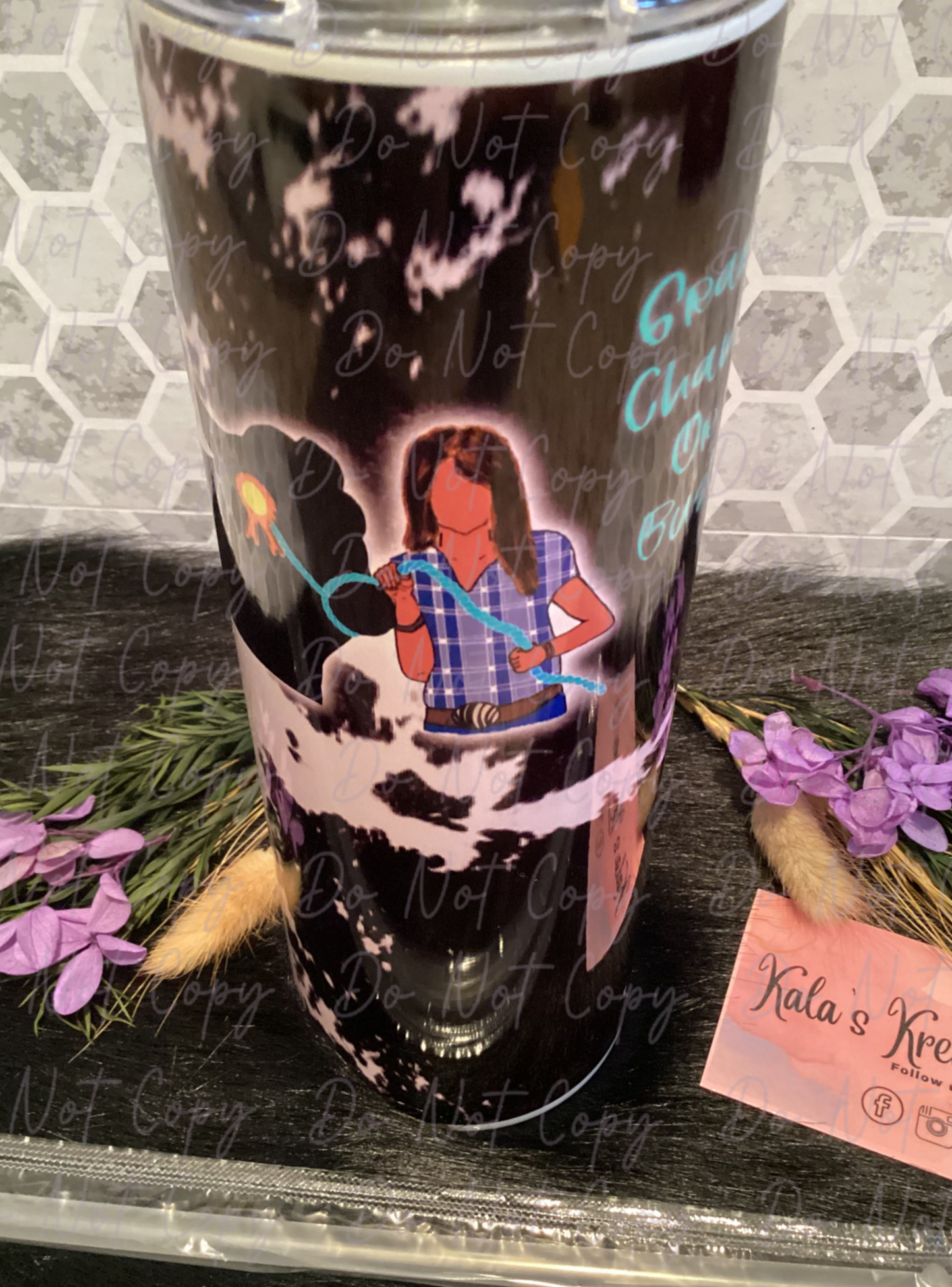 20 oz grand champ or bust show cow girl sublimation tumbler