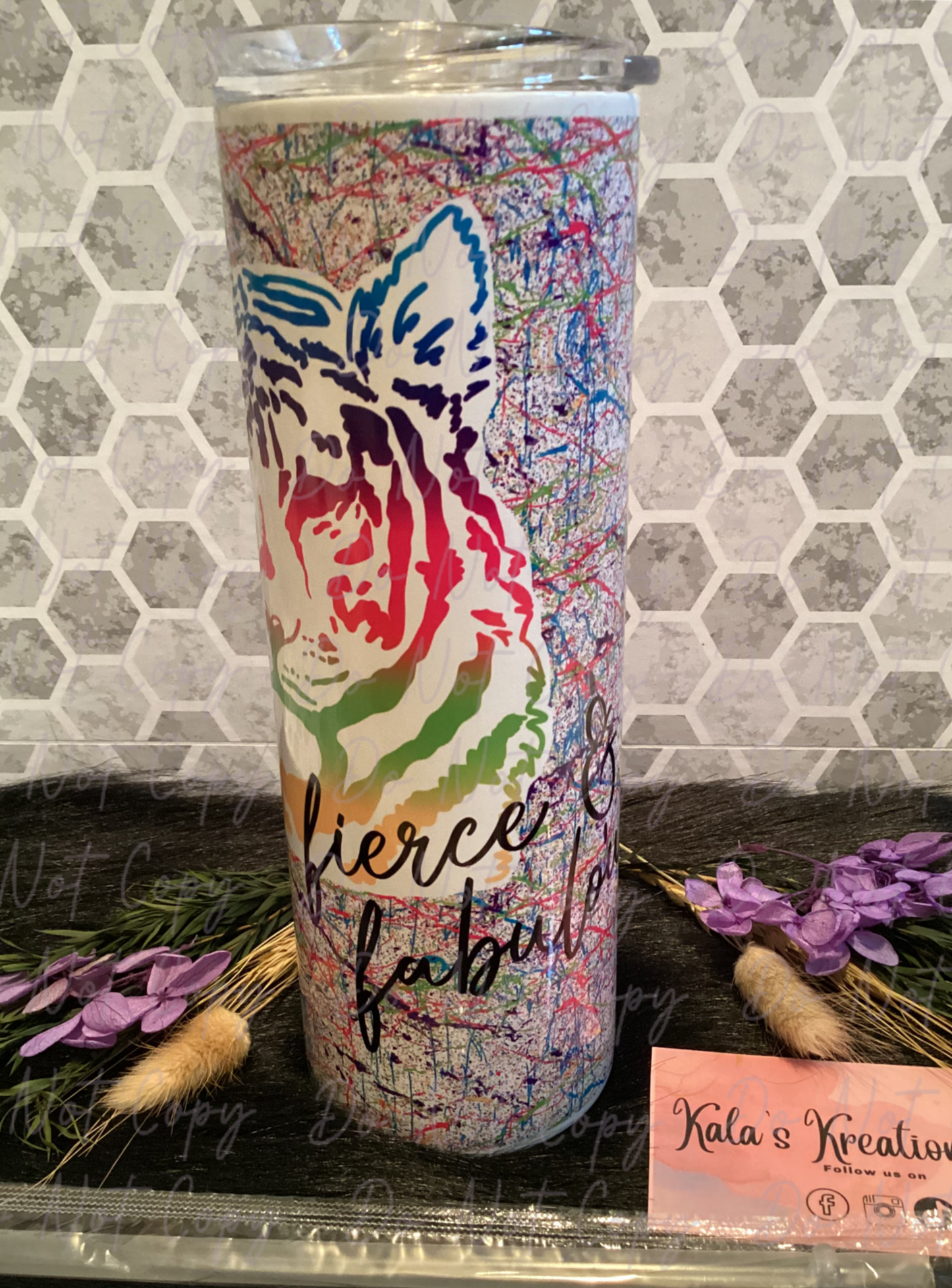 20 oz Fierce & Fabulous Tiger sublimation tumbler