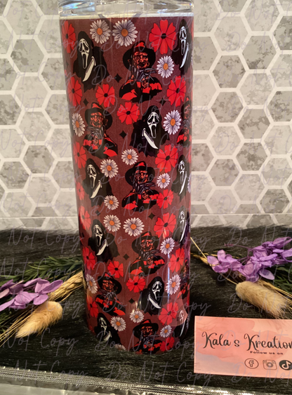 20 oz horror guys with floral sublimation tumbler