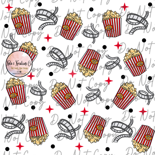 DIGITAL FILE popcorn movie reel full 12”x12”