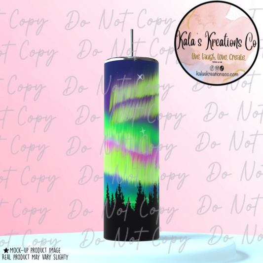 20 oz aurora borealis scenic sublimation tumbler