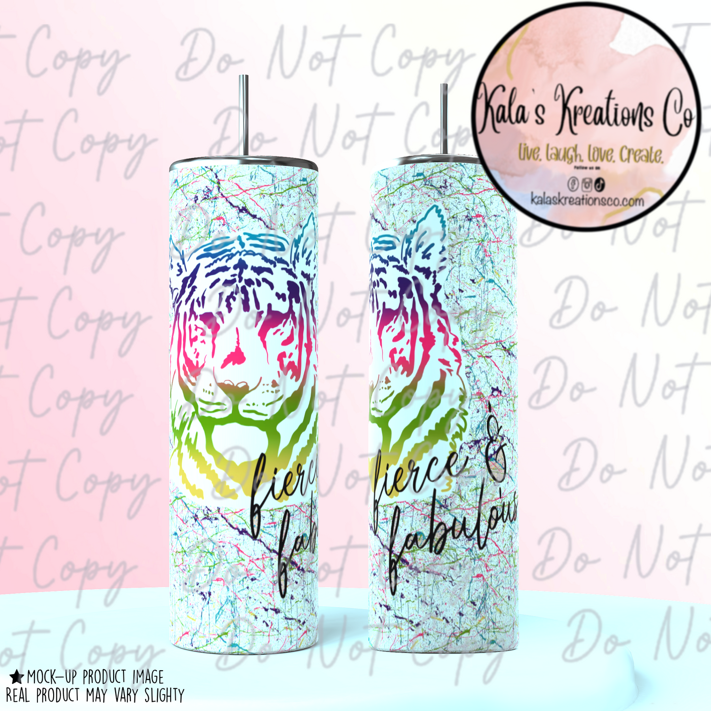 20 oz Fierce & Fabulous Tiger sublimation tumbler