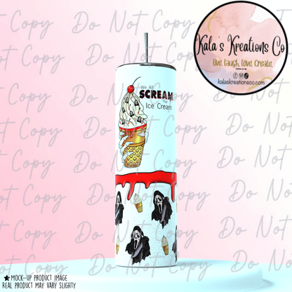 20 oz Horror ice cream sublimation tumbler