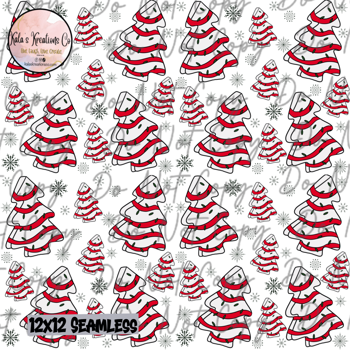 DIGITAL FILE 12x12 seamless Xmas tree cakes