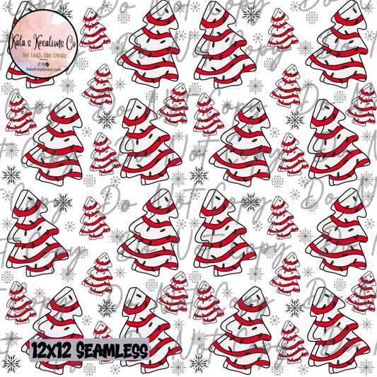 DIGITAL FILE 12x12 seamless Xmas tree cakes