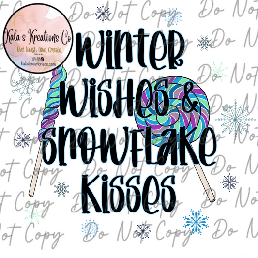 DIGITAL FILE winter wishes snowflake kisses