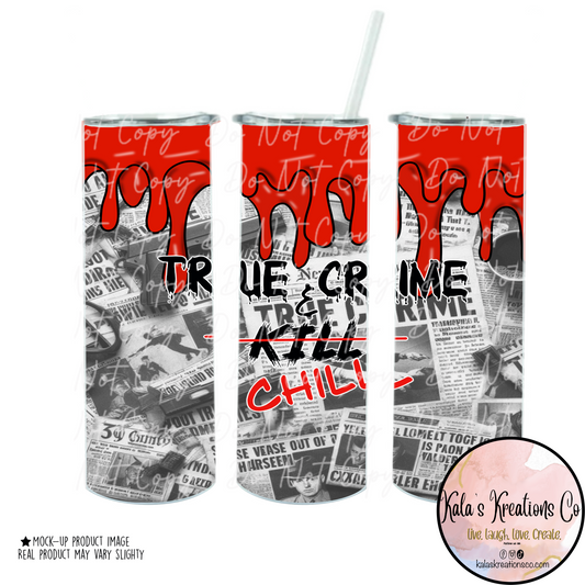 20 oz sublimation true crime newspaper chill tumbler