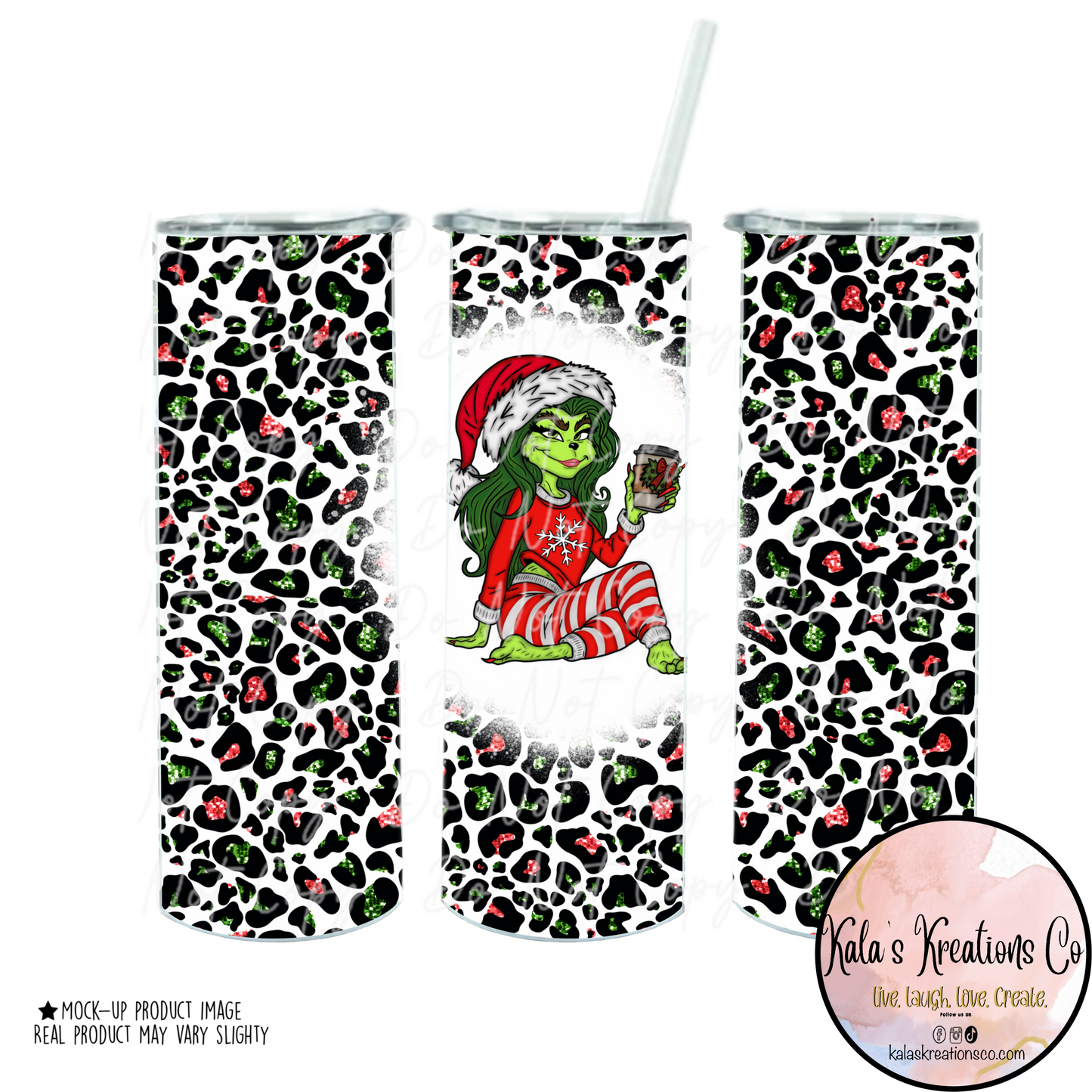 20 oz sublimation green goddess leopard print tumbler