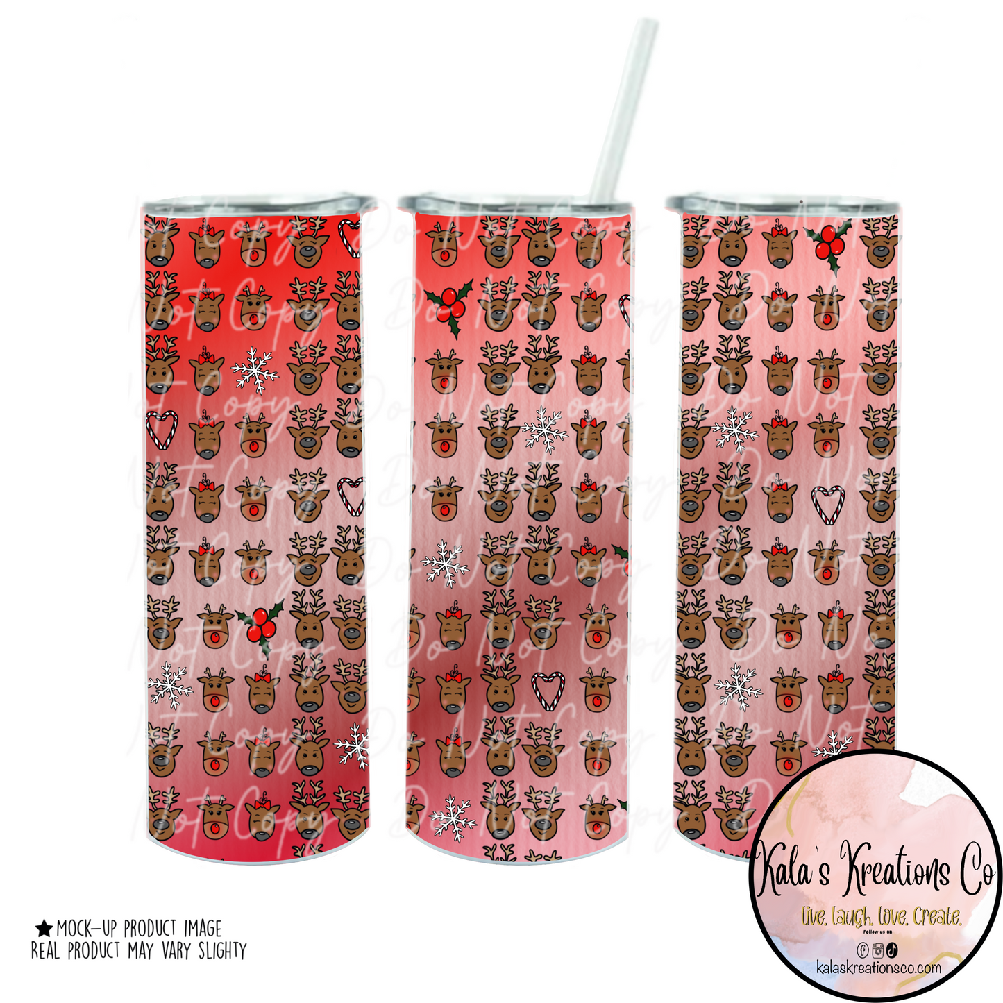 20 oz sublimation multi reindeer tumbler