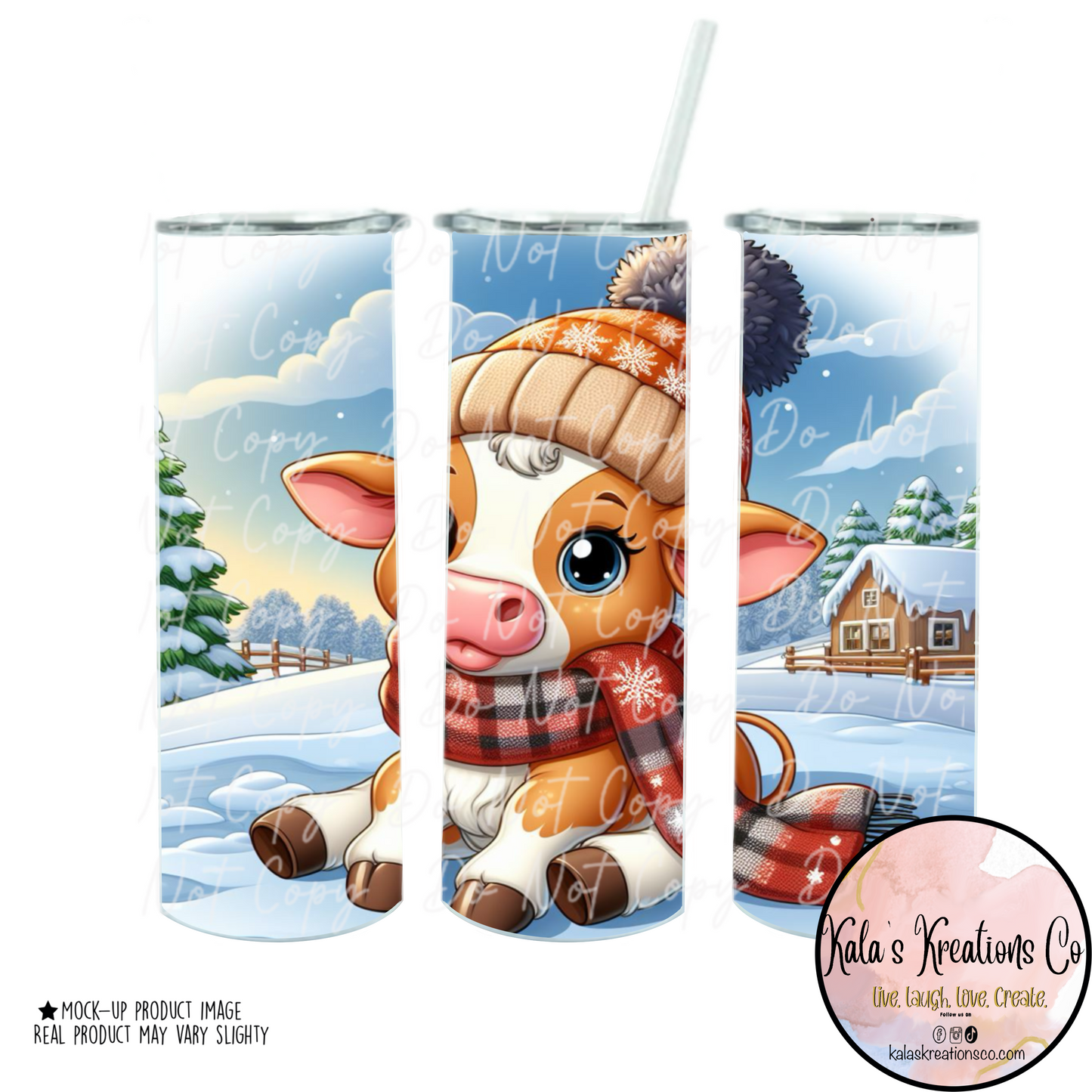 20 oz cartoon dairy calf full body sublimation tumbler