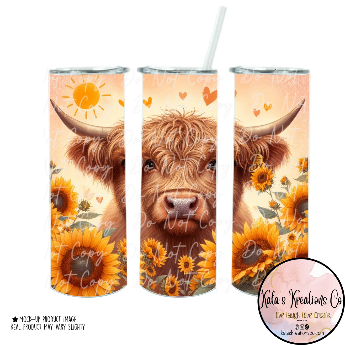 20 oz sublimation sunflower highland tumbler