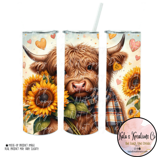 20 oz sublimation highland sunflower “always you” tumbler