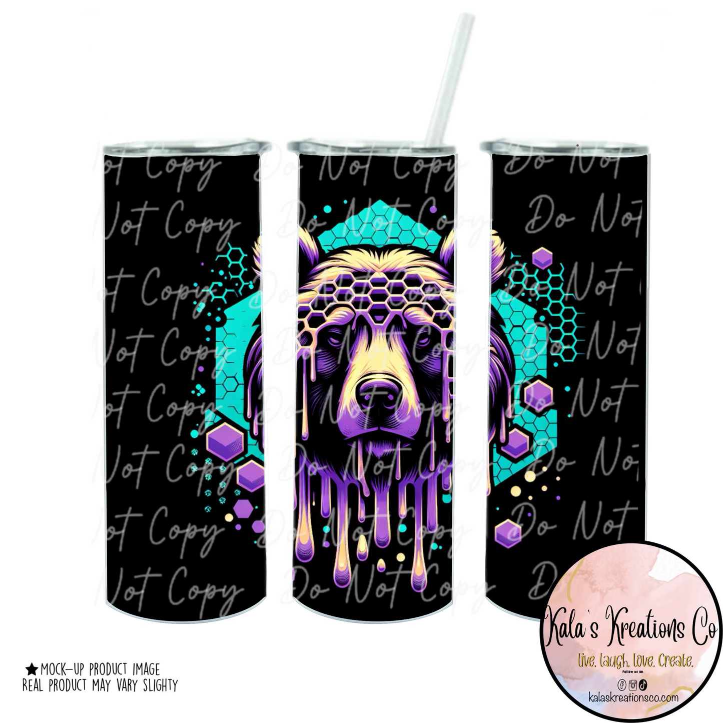 20 oz sublimation purple Bear drippy honey tumbler