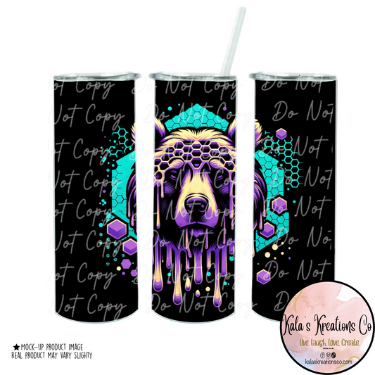 20 oz sublimation purple Bear drippy honey tumbler