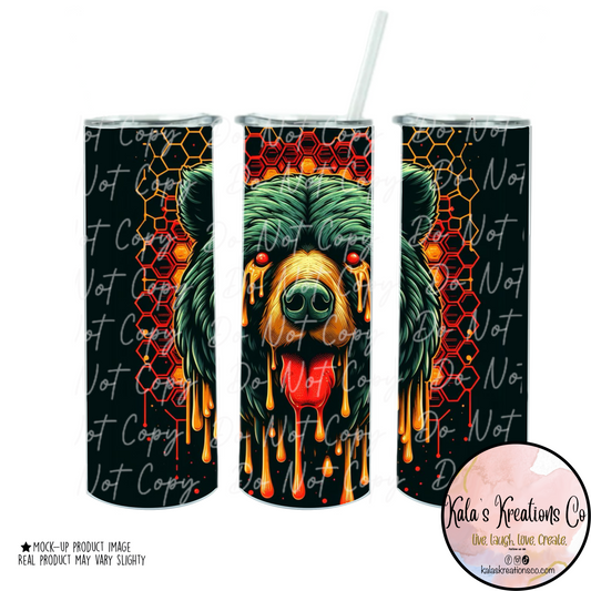 20 oz sublimation red Bear drippy honeycomb tumbler